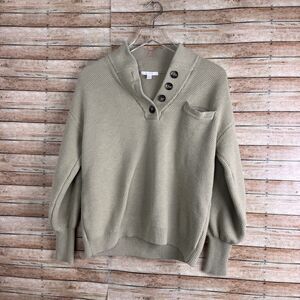 Lunya Cottonsilk Pocket Henley Sweater Women’s Size XS/S Textured Cozy Comfy